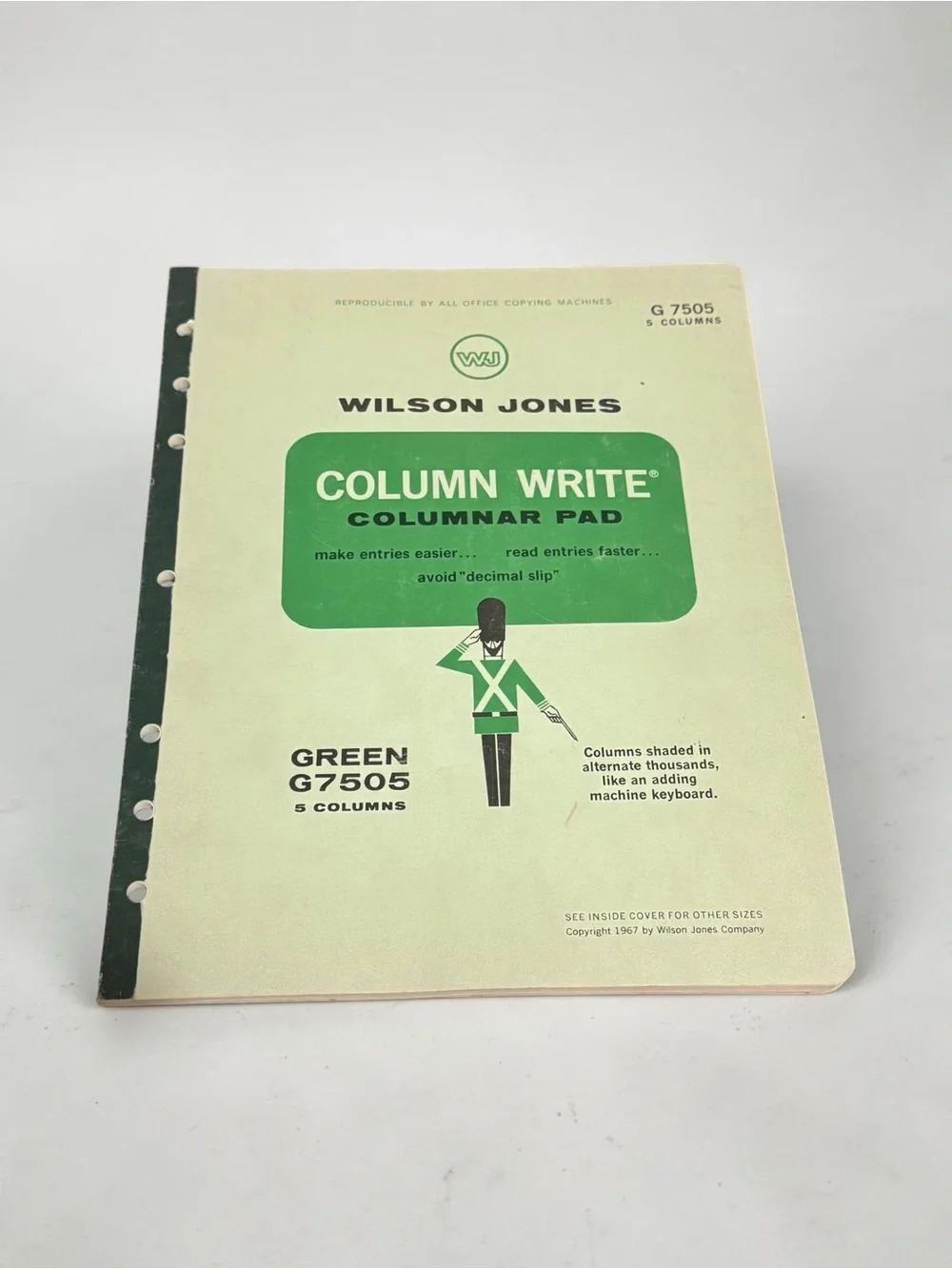 Wilson Jones G7505 Column Write Columnar Pad 5 Columns Green 50 Sheets NEW